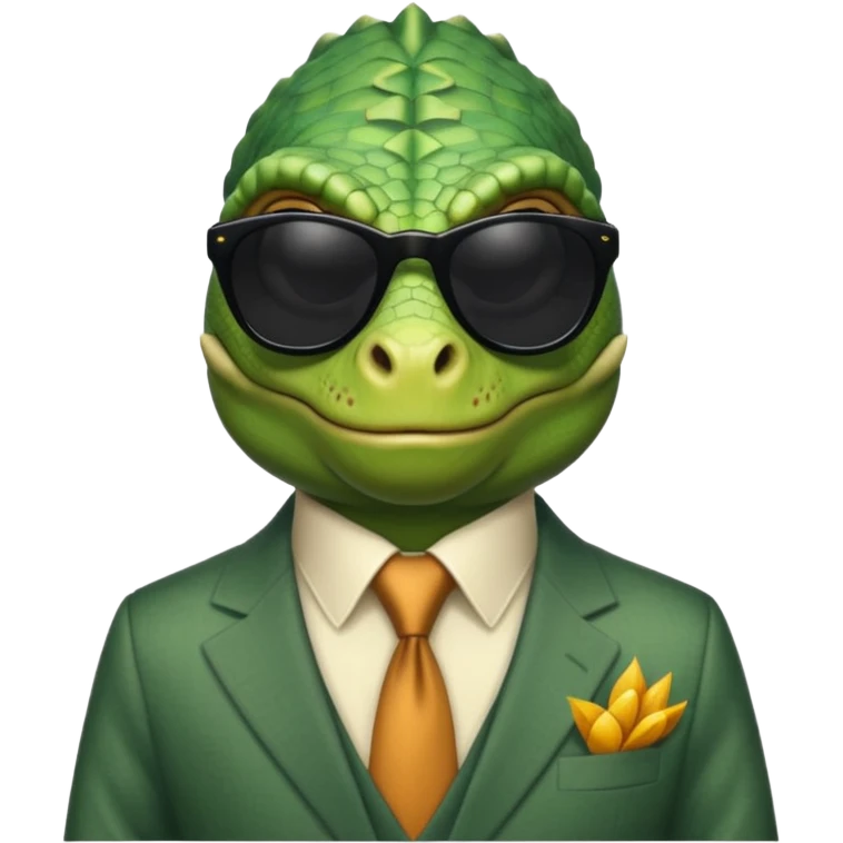 capitalist iguana banker godfather with black sunglasses emoji