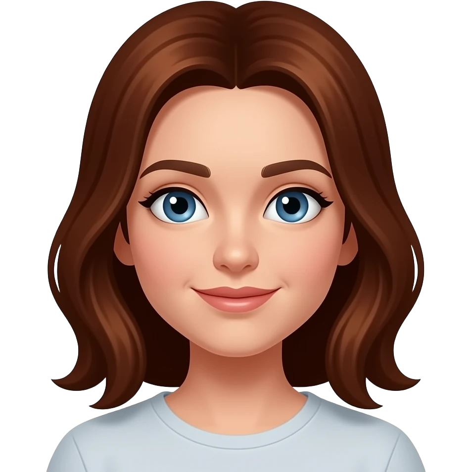 Girl with dark auburn hair and blue eyes emoji