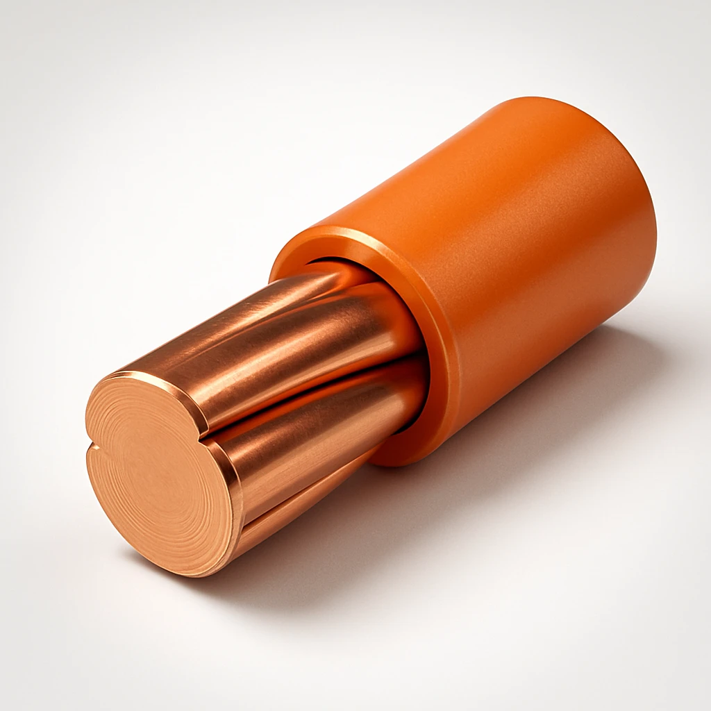 copper cable with orange insulation, detailed, icon style emoji