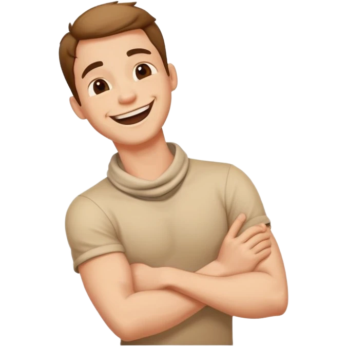 arms crossed holding neck laughing guy emoji
