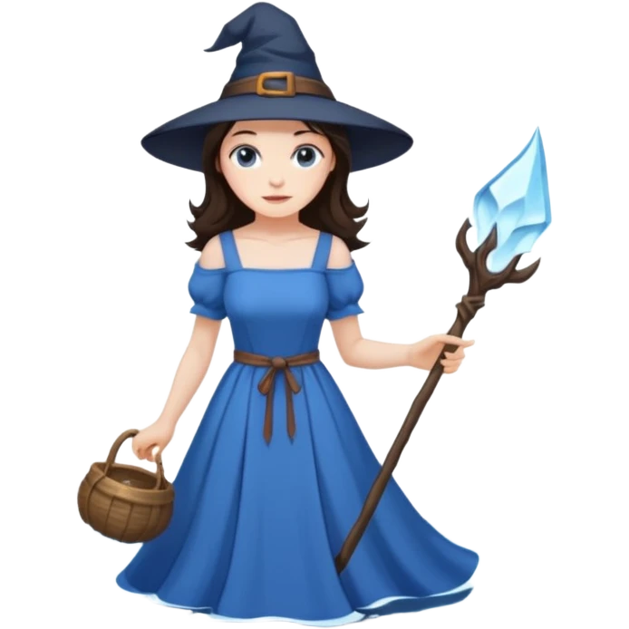 Brunette girl witch cool water emoji