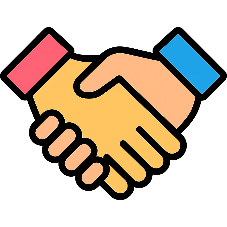 handshake icon with color and black outlines emoji