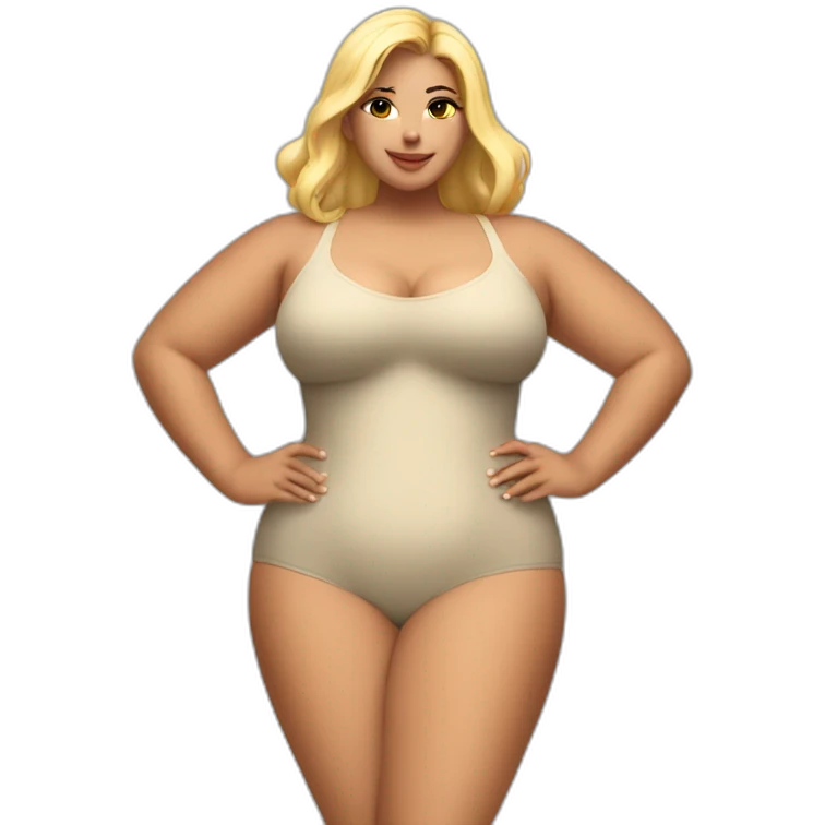 Slim-Thicc woman swimsuit posing full body (blonde, perfect body, hourglass figure) emoji
