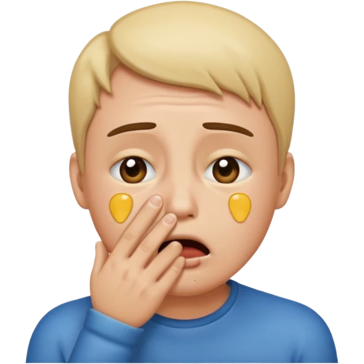 a crying emote with his hand at hid mouth emoji