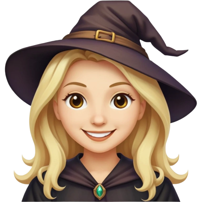 Una brujita con cara de buena rubia y diciendo podran? emoji