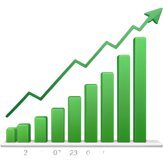 graph with line going up and the line being green emoji