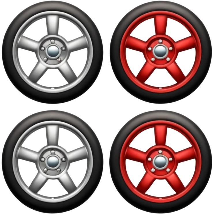 Emoji-style car membership badges: silver wheel, bronze exhaust, red rims, black spoiler, gold wheel — in progression." emoji