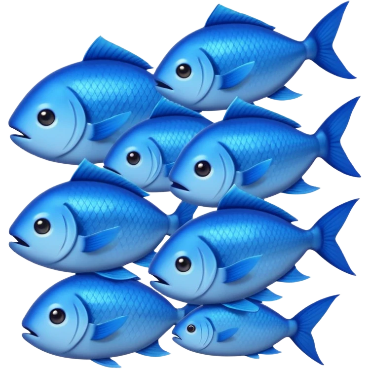 large pile of blue fish, iPhone Apple emoji style, something between 2D and 3D, variation 3 emoji