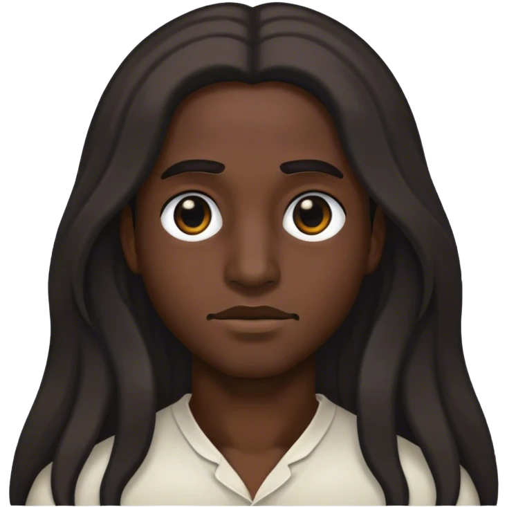 وجهه مع شعر طويل و عيون سودا emoji