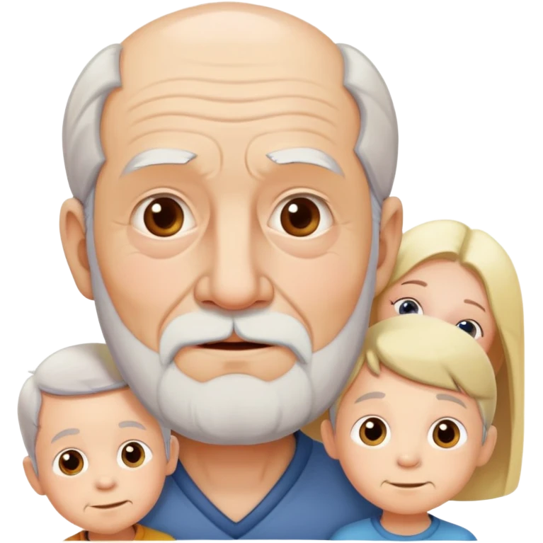 Old man (no beard)with kids( the old man has no beard) emoji