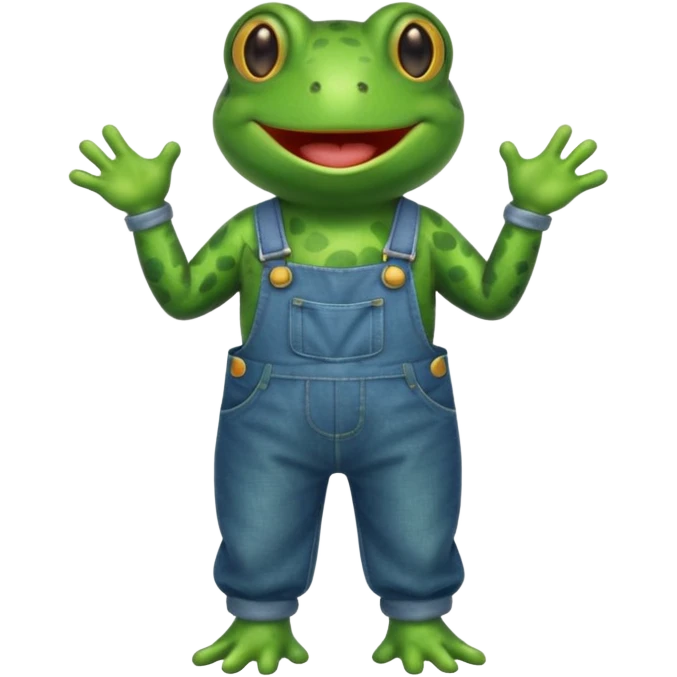 happy frog in overalls emoji