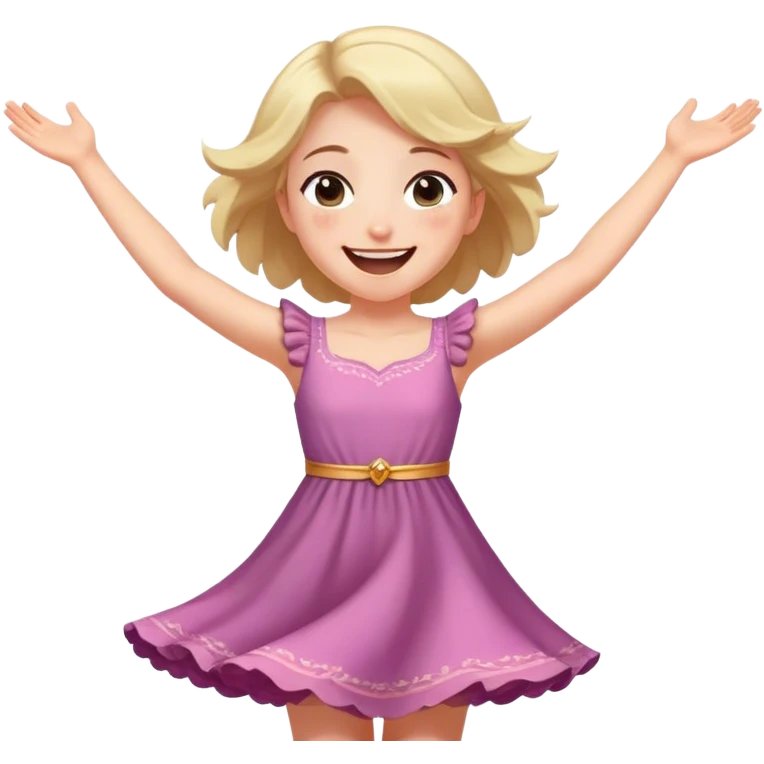 Cinematic Playful Aurora Portrait Emoji, Spinning in her dress, arms gracefully extended, eyes filled with laughter, exuding joy and charm, a princess dancing through her dreams! emoji