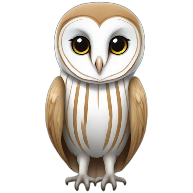 Barn Owl wearing blue and white striped shirt emoji