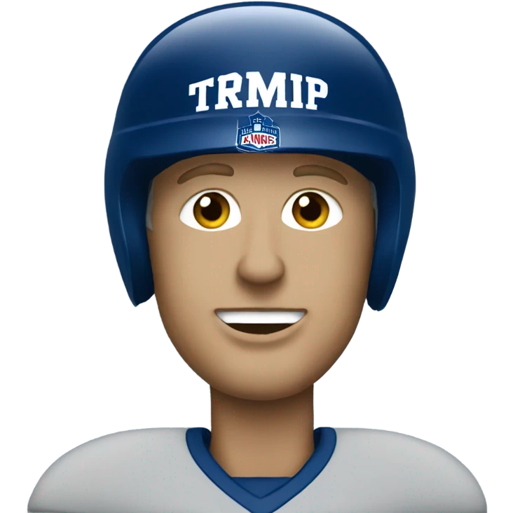 Trump wearing a blue Michigan jersey (2024) and helmet  emoji