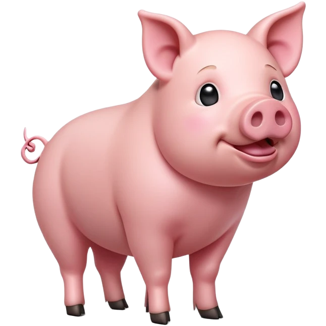 cinematic-[realistic pig]-realistic-full-body-standing-emoji,-tail-flicking-lazily,-head-tilted-dramatically,-sleek-[pink]-skin,-simplified-yet-realistic-focused-features,-highly-detailed,-glowing-with-an-almost-sarcastic-glow emoji