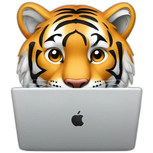 tiger coding in laptop emoji