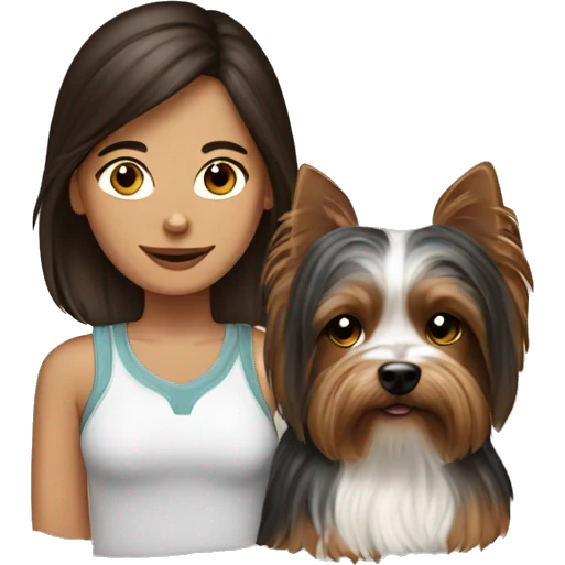 Brunette girl with yorkie dog emoji