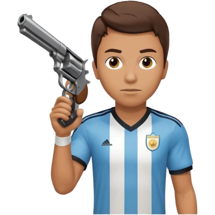 haz un turro con una biszera para atras y con un arma remera argentina pero arma de fuego que tenga un revolver  solo emoji