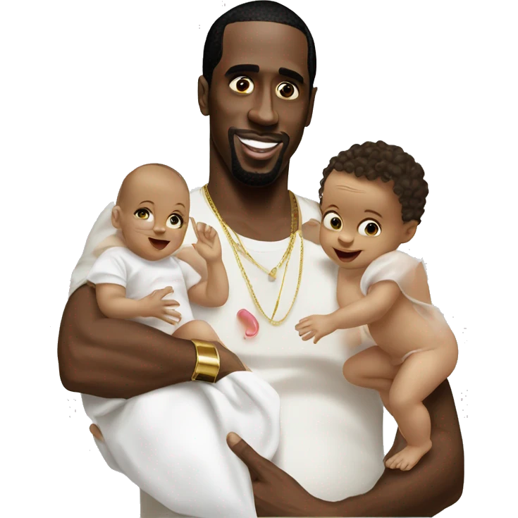 P diddy holding a baby and baby oil emoji