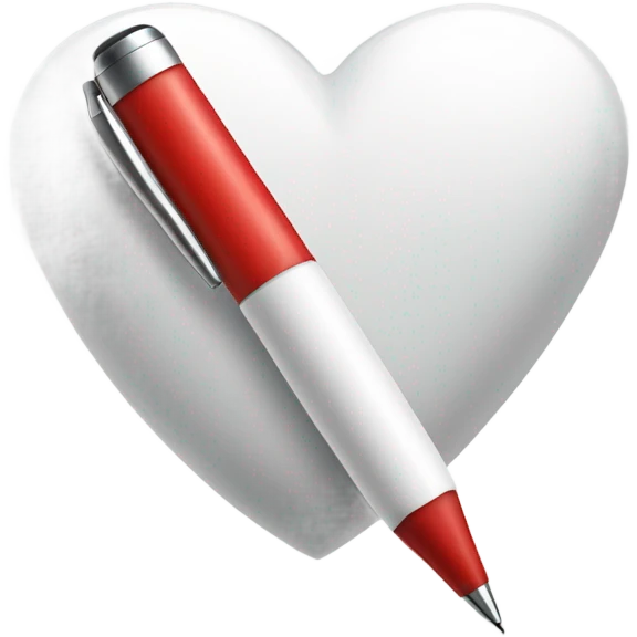 White heart with pen  emoji