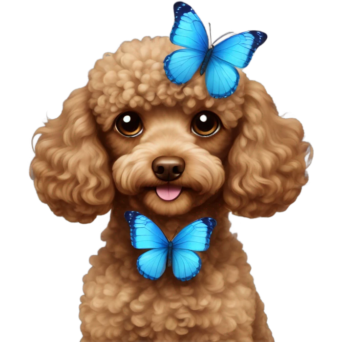 Brown Toy poodle with blue butterfly  emoji