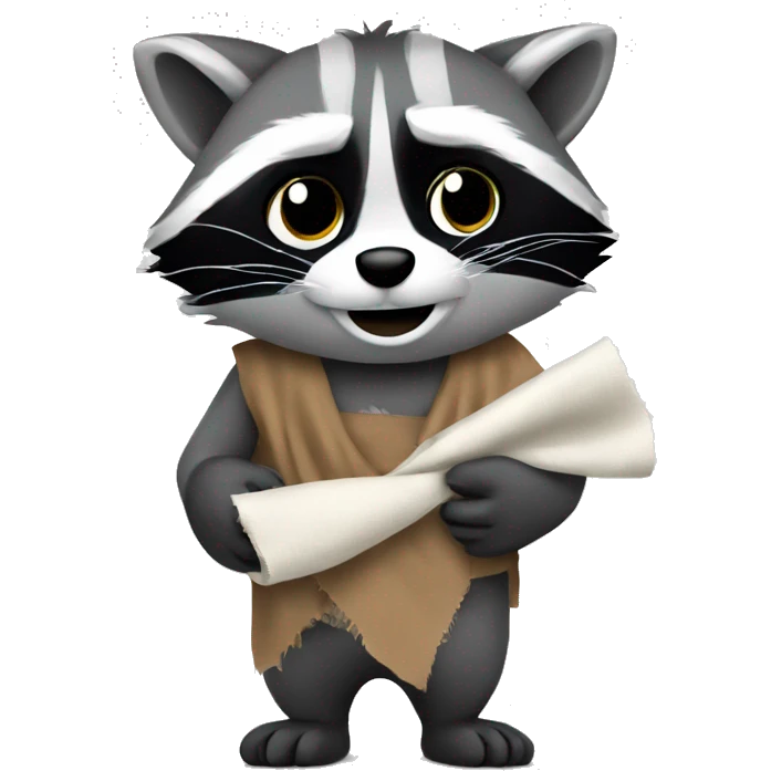 a raccoon with a rag in his hands emoji