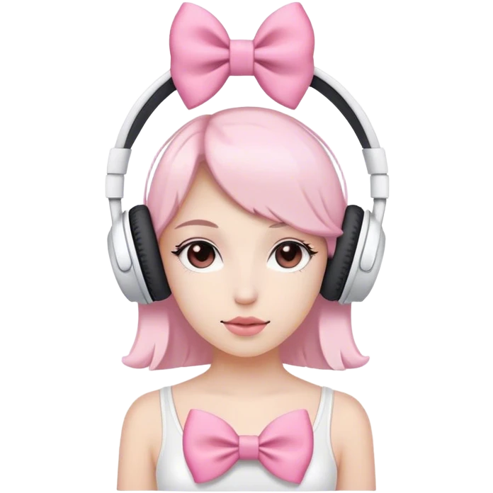 White headphones with pink bow emoji