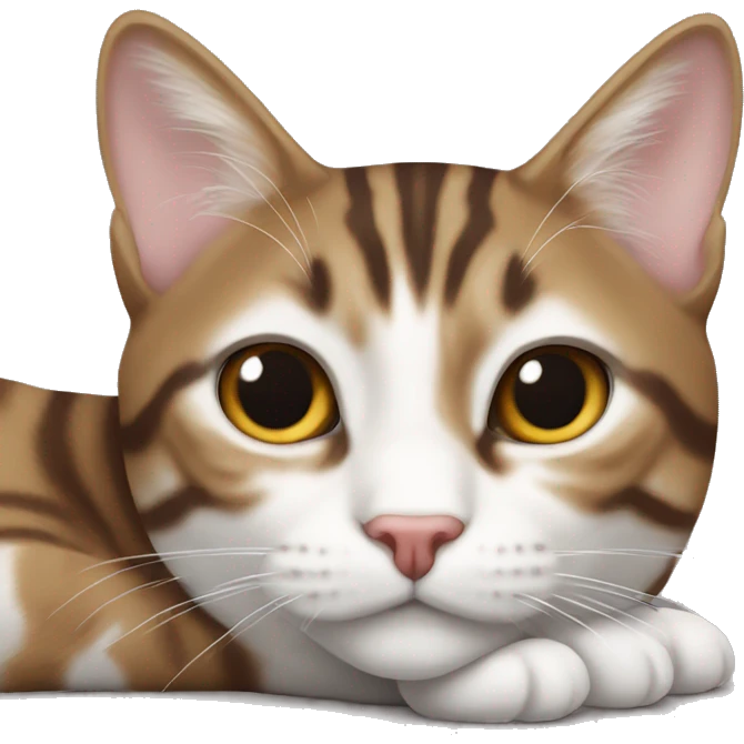 Brown and white tabby laying  emoji