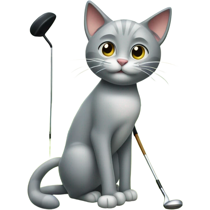 Grey cat golfing  emoji