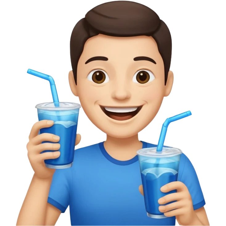 laughing face holding a double cup of blue drank emoji