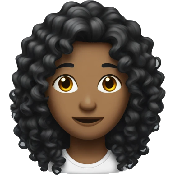 curly black long hair emoji