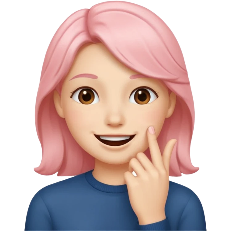 Blush hand on on the mouth looking happy emoji