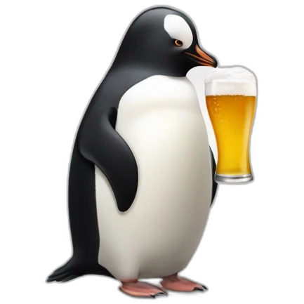 Un pingouin qui boit une bière emoji