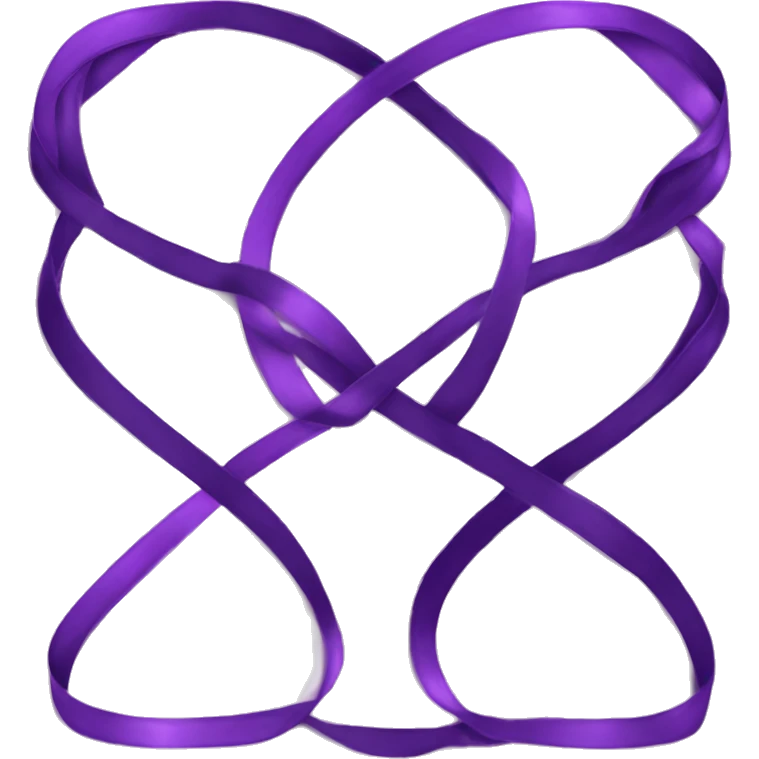Purple ribbon infinity corners in midle writen 7 emoji