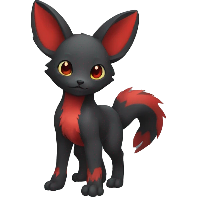 Cute cool black red animal hybrid Fakemon full body emoji