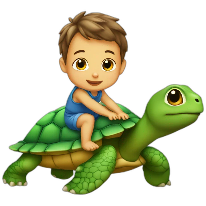 Bébé sur tortue emoji