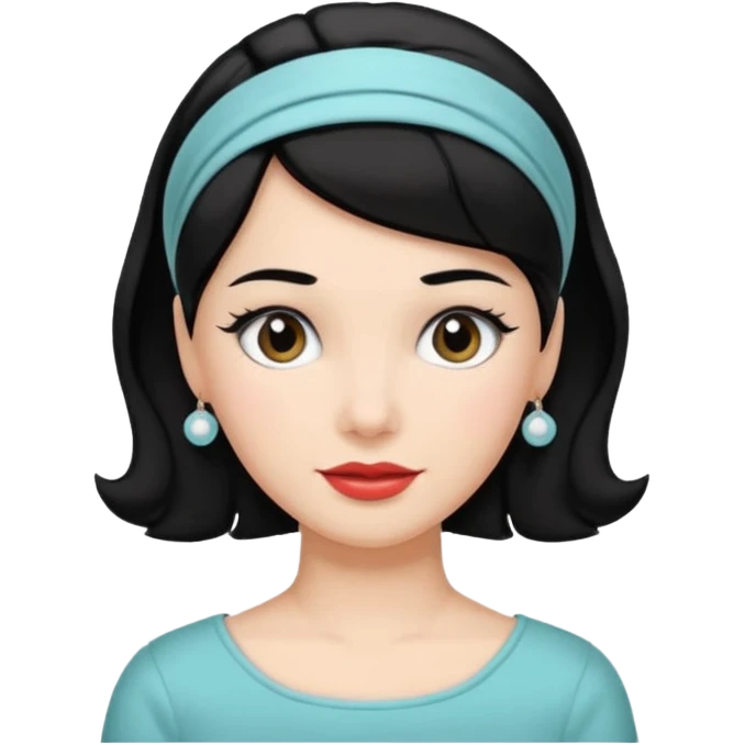 1950s black hair woman with hairnband emoji