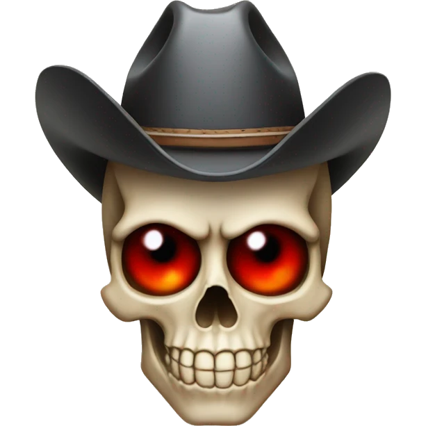 Skull with cowboy hat and red eyes emoji