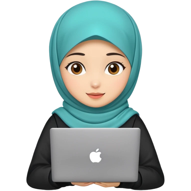 hijab cute girls with labtop emoji