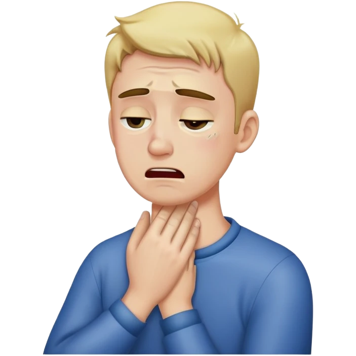 Guy holding his neck and crying emoji