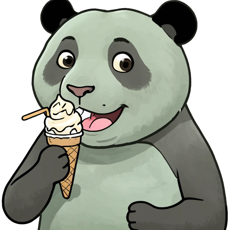 Panda eating ice cream emoji