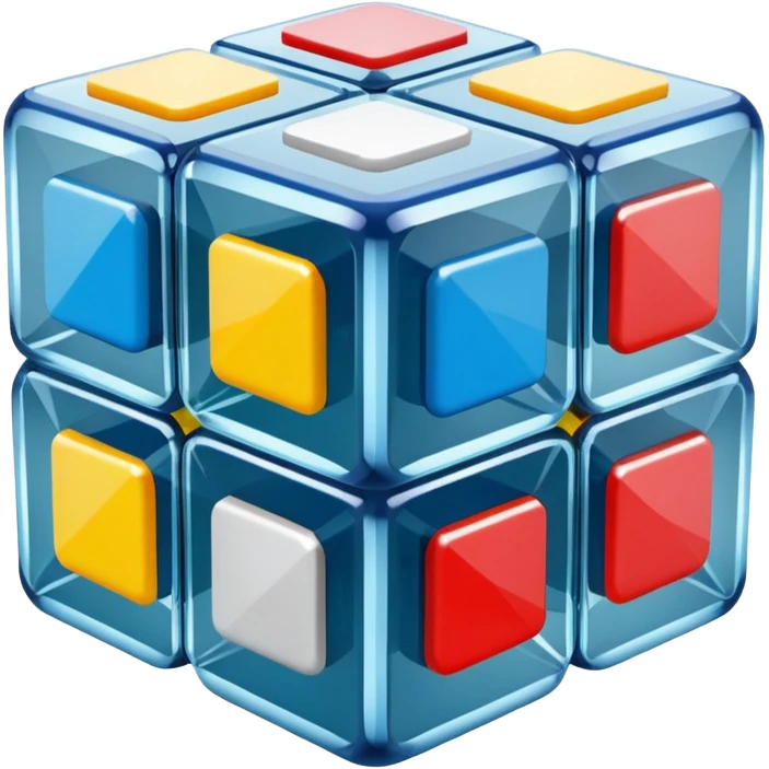 Transparent glass Rubix cube emoji