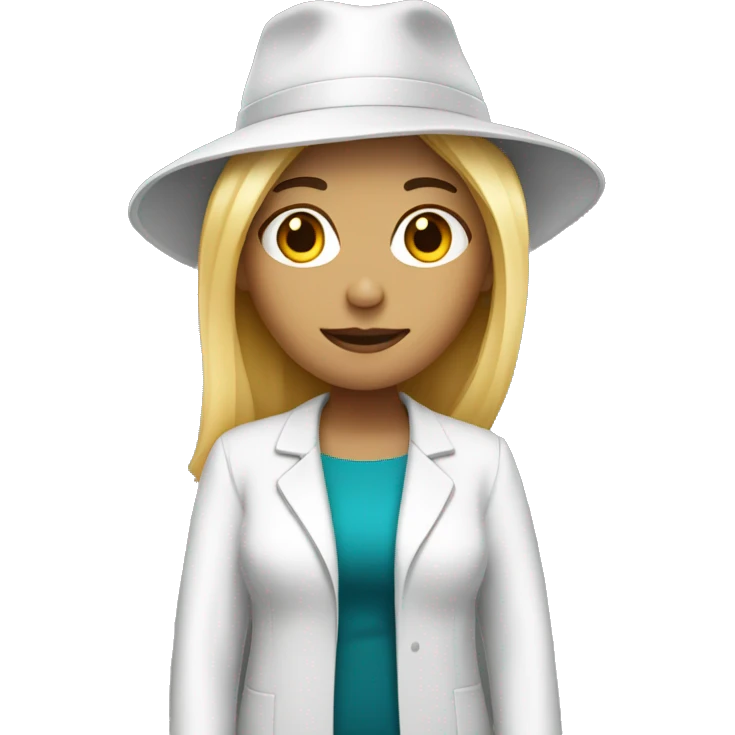 phd hat woman white skin and blond hair with PhD  emoji