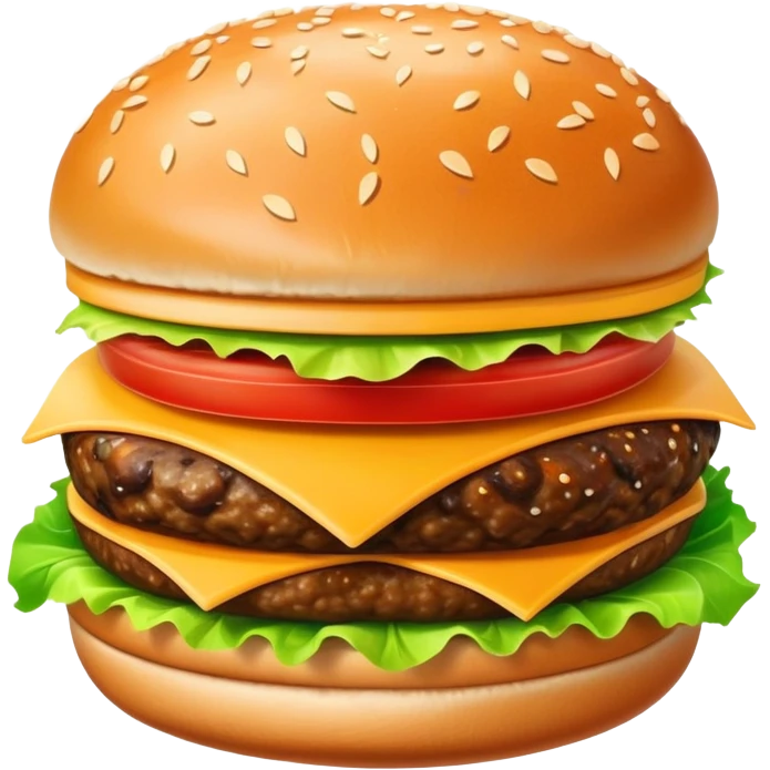 delicious juicy hamburger with cheese, lettuce, tomato emoji