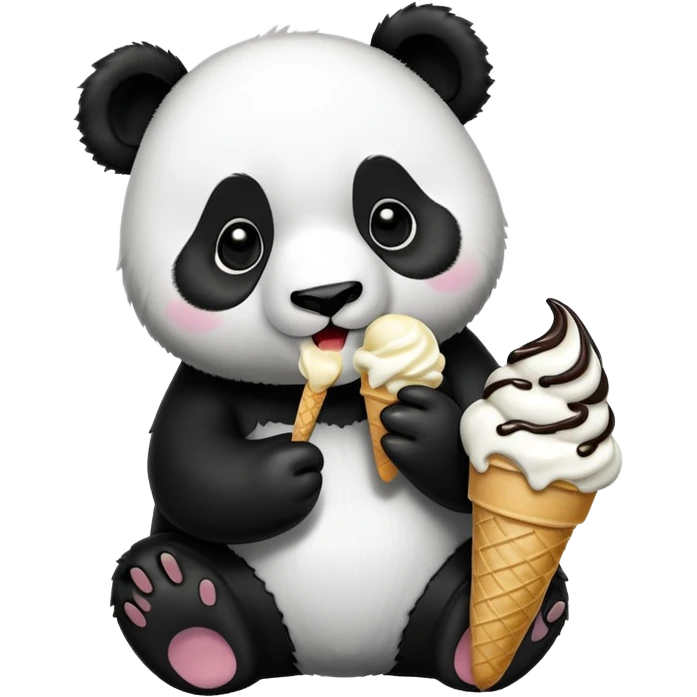 Panda eating ice cream emoji
