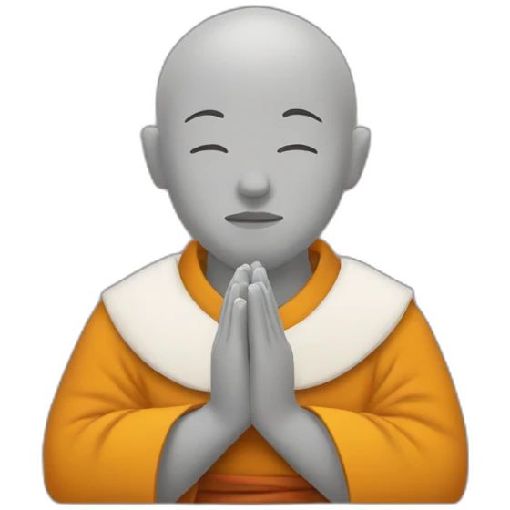 monk with two column dots on head is praying emoji