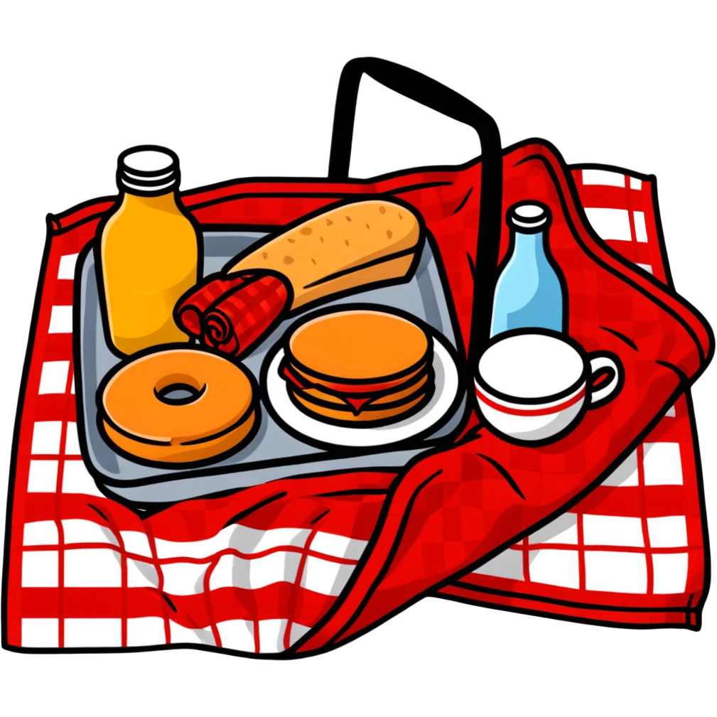 picnic with red and white checkered blanket emoji