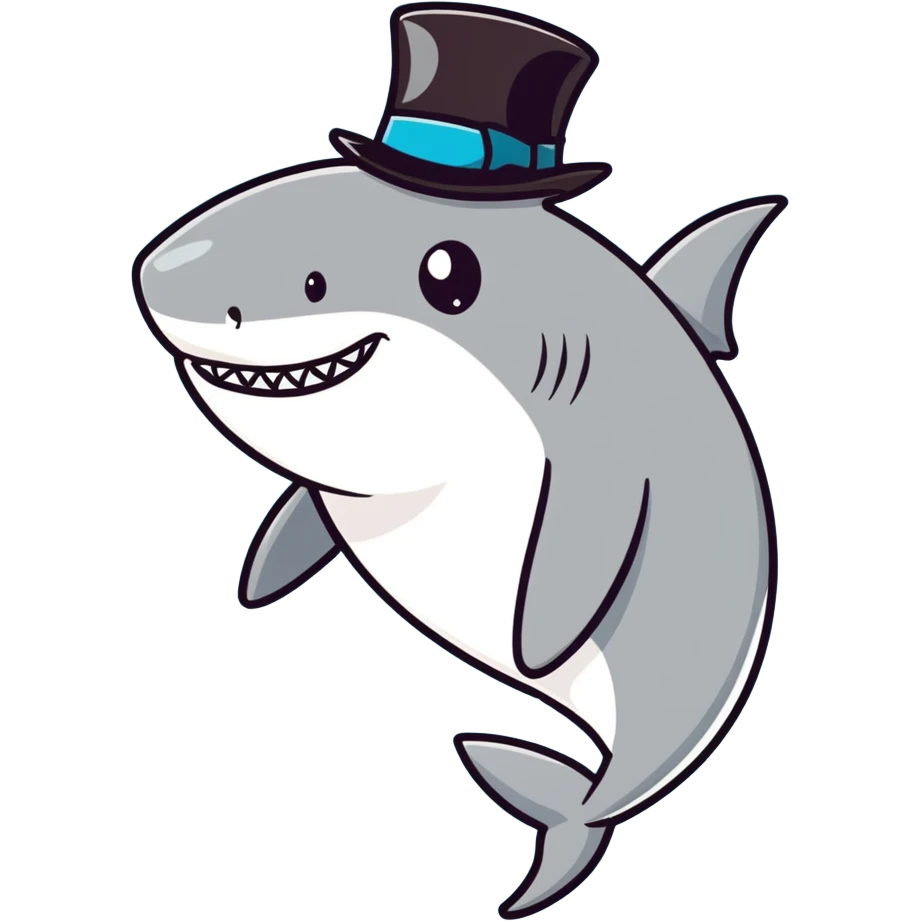 Shark with a top hat emoji