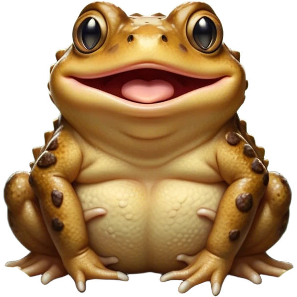Cinematic Cute Yawning Toad Portrait Emoji, Head tilted slightly with a dramatic, wide-open yawn, showcasing a stout, textured body with drooping, warty features and sleepy, half-closed eyes, Simplified yet irresistibly adorable features, highly detailed, glowing with a soft, cozy woodland glow, high shine, relaxed yet expressive, stylized with a dash of whimsical amphibian charm, soft glowing outline, capturing the essence of a drowsy yet affectionate toad that appears ready to stretch out for a nap! emoji