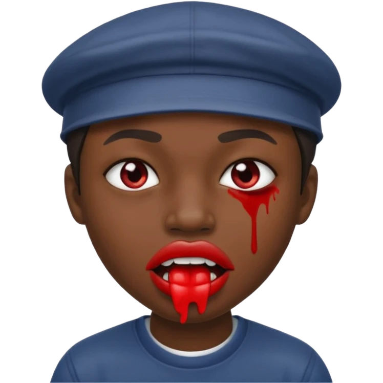 Creme un emoji con gorra hacia tras como cholo con su boca sangrada emoji